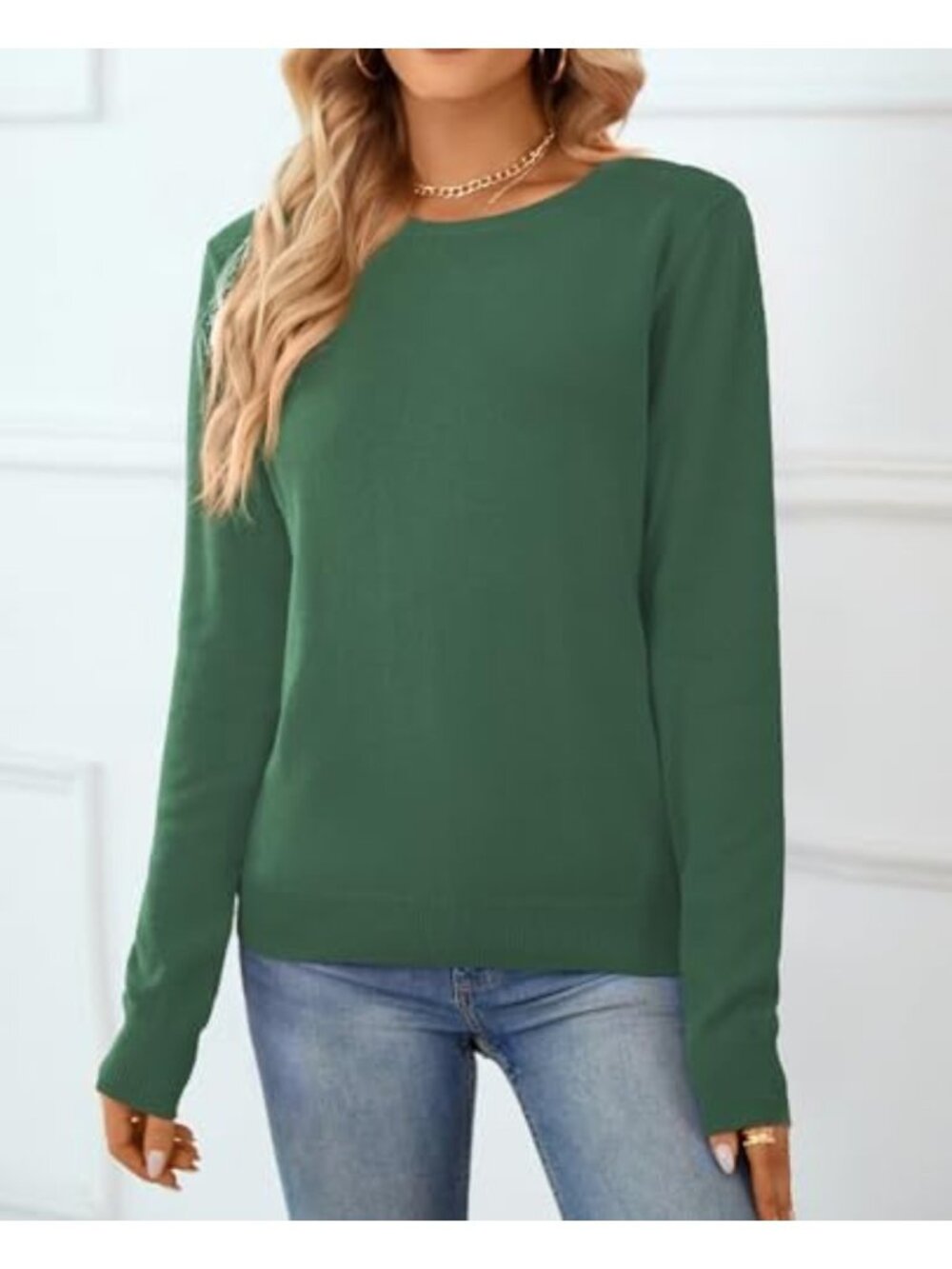 Lightweight 100% Cotton Long Sleeve Pullover Sweater for Women - Cozy & Stylish - Picture 3 of 6